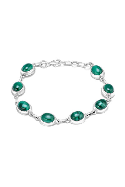 Sonis Silver Brățară din argint 925 cu malachit, verde