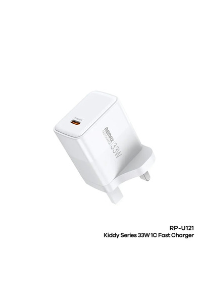 Remax Φορτιστής χωρίς καλώδιο με θύρα USB-C 33W λευκός (RP-U121) - UK Plug
