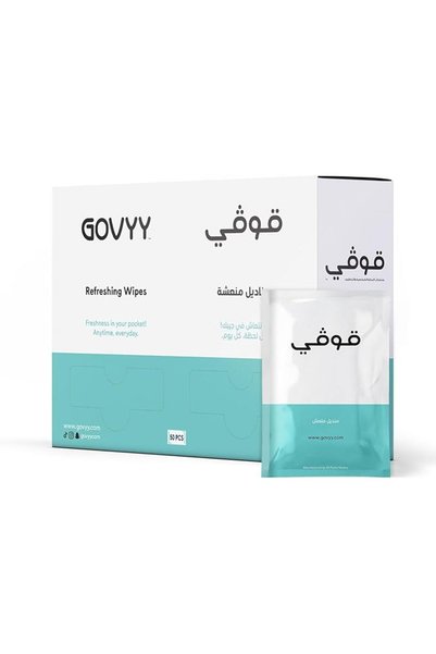govyy مناديل منعشة - 50 منديل وردي وأبيض مغلف بشكل فردي، مثالية لتنظيف اليدين
