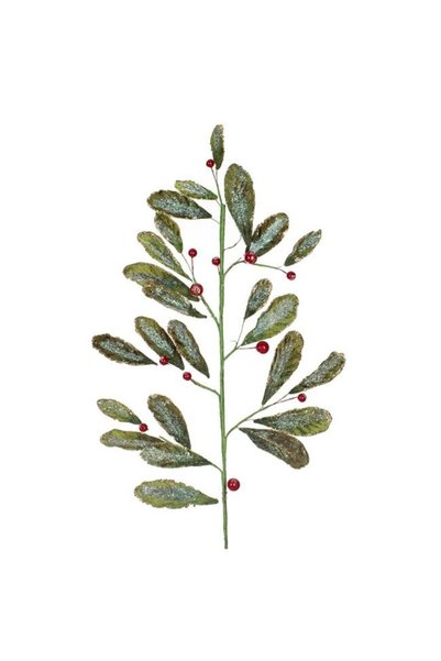 SHOPIENS Ramura Decorativa Craciun Frunze Verzi Sclipici Fructe Rosii 70cm Sh...