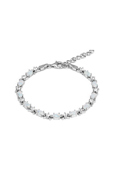 Sonis Silver Brățară din argint 925 rodiat cu opal de laborator și zirconia f...