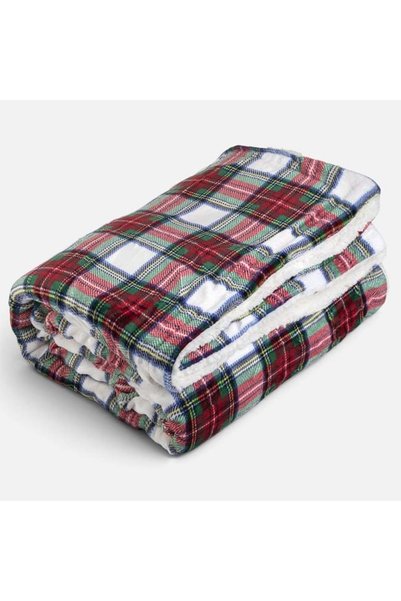 SHOPIENS Patura Decorativa Craciun Carouri Bordo Sherpa Alba 220x200cm Moale ...