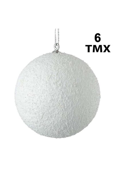 SHOPIENS Set Globuri Spuma Albe Glitter Creatii Craciun 8cm 6 Bucati Shopiens®