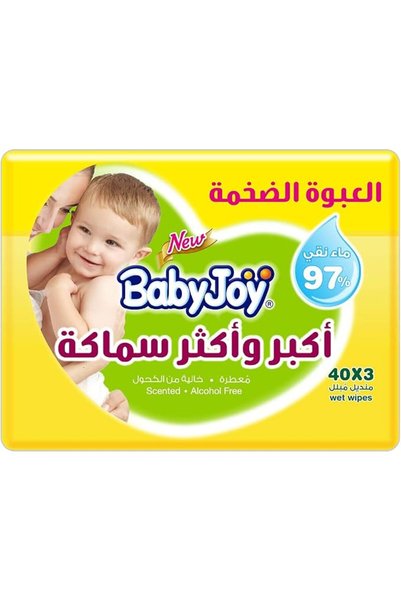 BabyJoy مناديل مبللة سميكة وكبيرة الحجم معطرة، 40 منديلًا