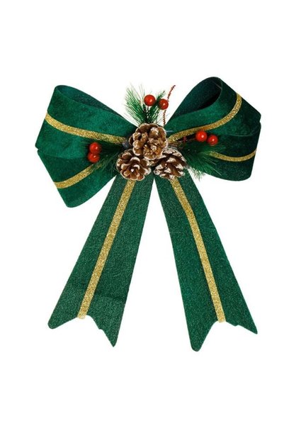 ANTBRO Fundiță Decorativă de Crăciun Verde Catifelată cu Glitter și Conuri 22...