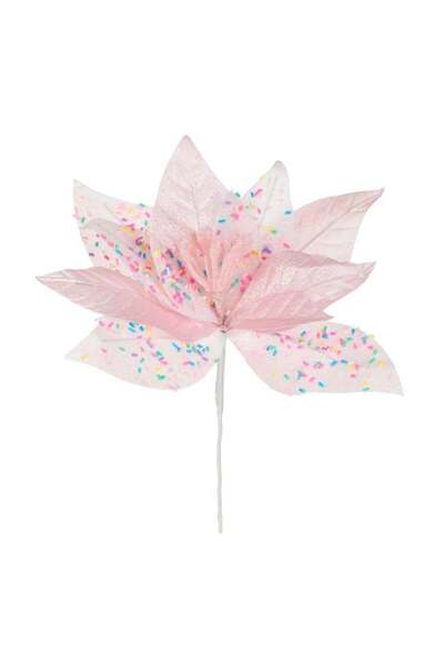 SHOPIENS Floare Decorativa Craciun Candy Roz Glitter Irizat Detalii Colorate ...