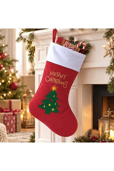 SHOPIENS Cizmulita Decorativa de Craciun Rosie cu Brad 27 x 43 cm Shopiens®