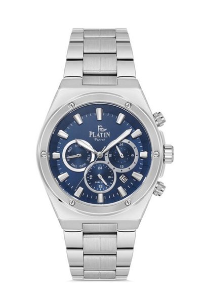 Platin Pierre Sa- Pl-1215Ga-A3 Calendar Functions Active Steel Band Men's Wri...