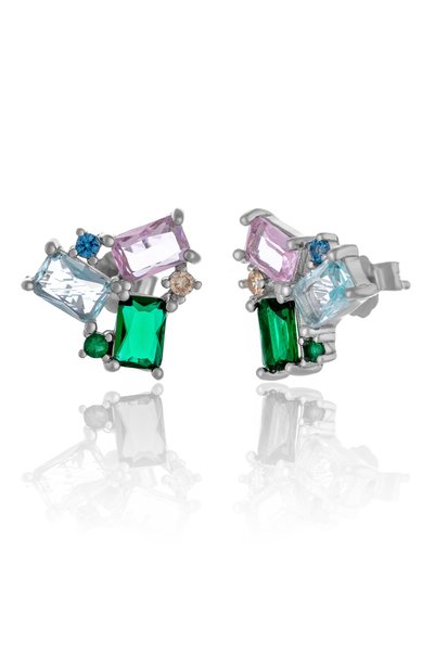 Sonis Silver Cercei din argint 925 rodiat cu zirconia fațetată, multicolor