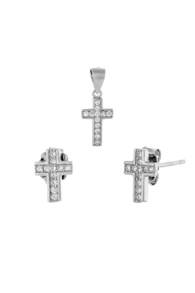 Sonis Silver Set din argint 925 rodiat (cercei + pandantiv) cu cubic zirconia...