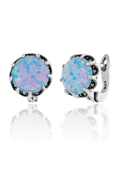 Sonis Silver Cercei din argint 925 cu opal japonez și marcasite, albastru des...