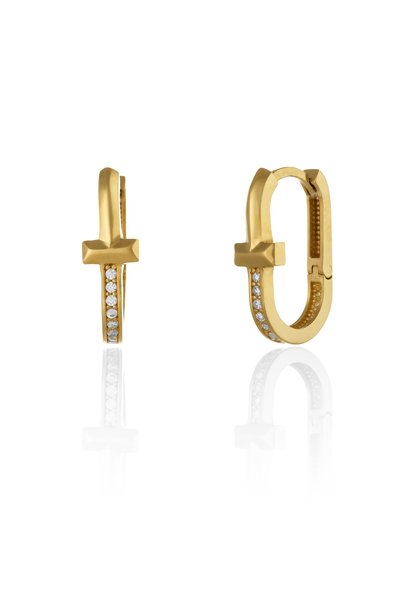 Sonis Silver Cercei din aur 585 / 14K cu cubic zirconia, transparentă