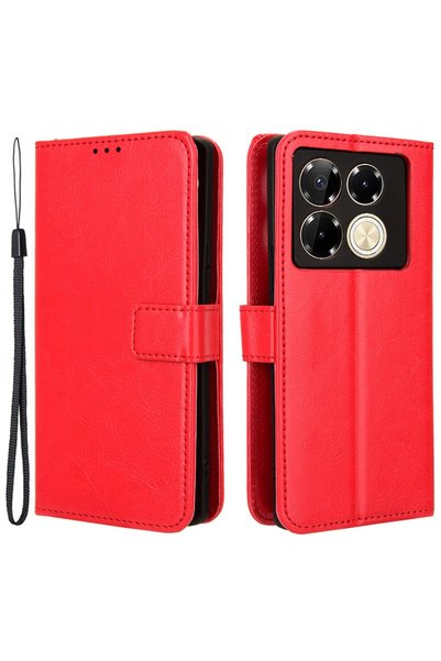 XGSM Husă portofel tip carte Crazy Horse pentru Infinix Note 40 Pro, Roșu