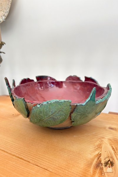 Genel Markalar Stoneware Kase El Yapımı Seramik Yaprak Desenli Dekoratif Kase...