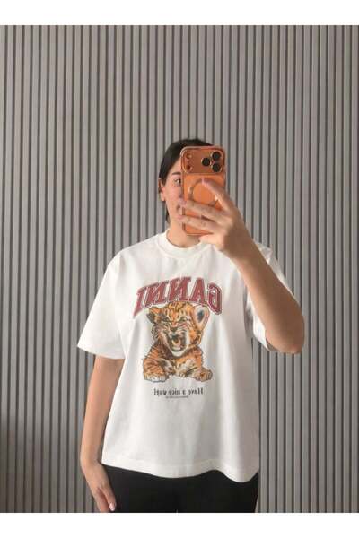Sevimli Leopar Baskılı Basic T-Shirt