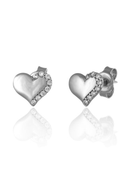 Sonis Silver Cercei din aur alb 585 / 14K cu cubic zirconia, transparentă