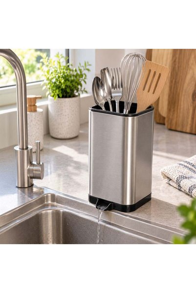OEM Suport Tacâmuri din Inox cu Tavă de Scurgere Detașabilă, 10x11x18 cm
