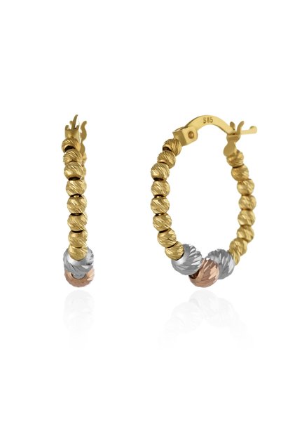 Sonis Silver Cercei tip Creole din aur 585 / 14K, galben, roz și alb