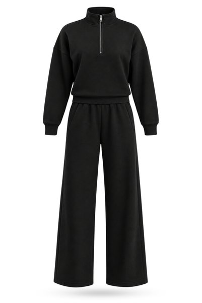 5in1Canpolat Black Stand Collar Basic Tracksuit Set