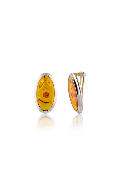 Sonis Silver Cercei din argint 925 cu chihlimbar , maro cognac - 2.5 cm, 6.64 g