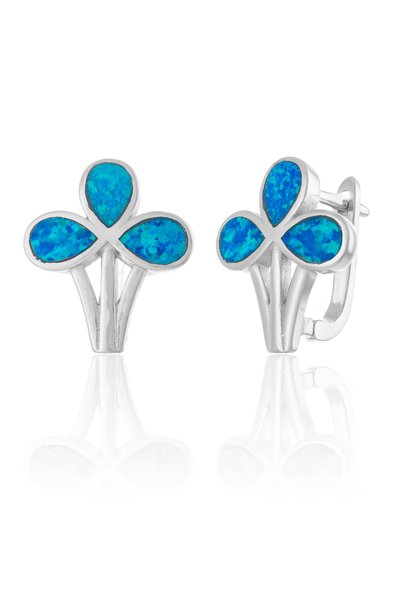 Sonis Silver Cercei din argint 925 rodiat cu opal de laborator, albastru - 1....
