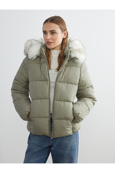 LC Waikiki Özmarka New Season Fur Hooded Women's Puffer Coat