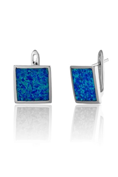 Sonis Silver Cercei din argint 925 rodiat cu opal de laborator, albastru