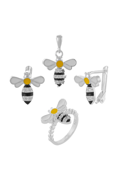 Sonis Silver Set pentru copii din argint 925 (cercei + pandantiv + inel) cu c...