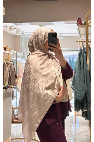 ardün hijab Halka desen pamuklu şal |vizon bej
