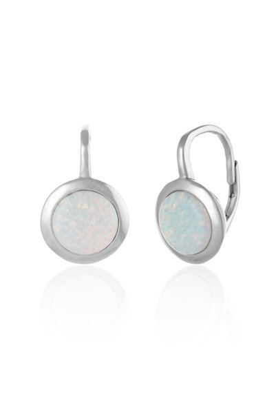 Sonis Silver Cercei din argint 925 cu opal de laborator, alb - 1.5 cm, 3.40 g