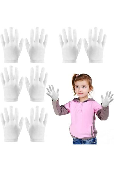 GENERAL 4Pcs White Kids Gloves, Cotton Moisturizing Hand Care, Reusable Night...