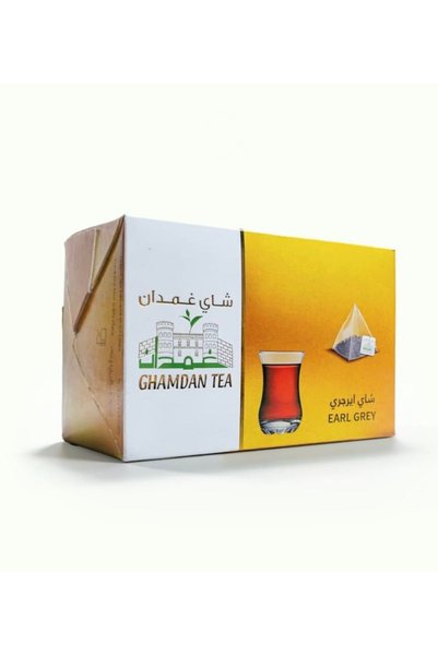 sweet sugar شاي ايرجري يحتوي على 20 كيسًا هرميًا ، ويقدّم كوبًا أحمر بلون واض...