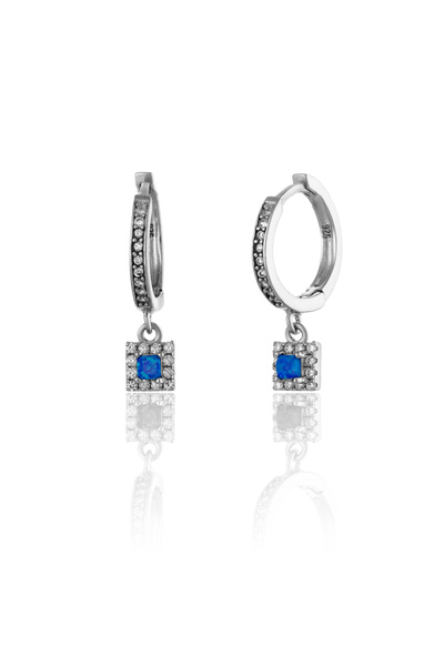 Sonis Silver Cercei din argint 925 rodiat cu opal de laborator și cubic zirco...