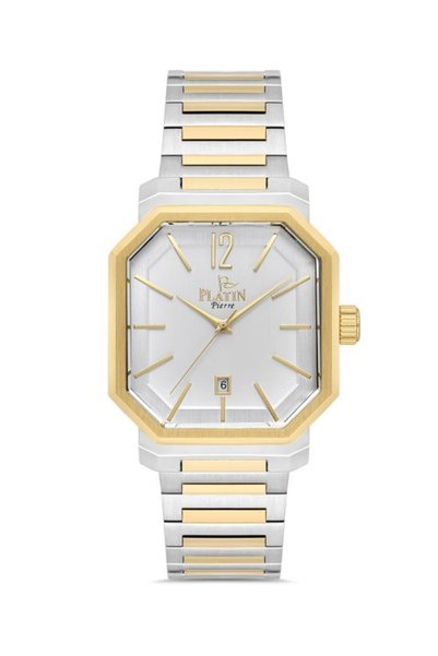 Platin Pierre Sa- Pl-1264Ga-D1 Calendar Steel Band Men's Wristwatch