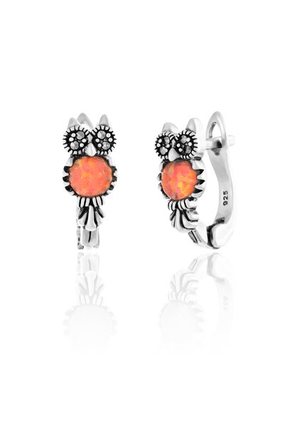 Sonis Silver Cercei din argint 925 cu opal japonez și marcasite, roz - 1.3 cm...