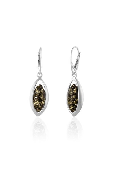 Sonis Silver Cercei din argint 925 cu chihlimbar , verde - 4.2 cm, 5.65 g