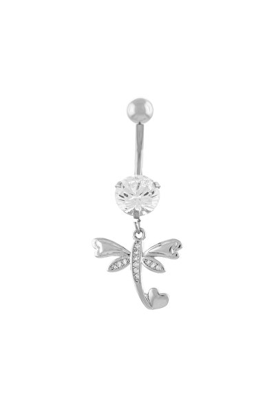 Sonis Silver Piercing ombilical din oțel medicinal cu zirconia fațetată și cu...
