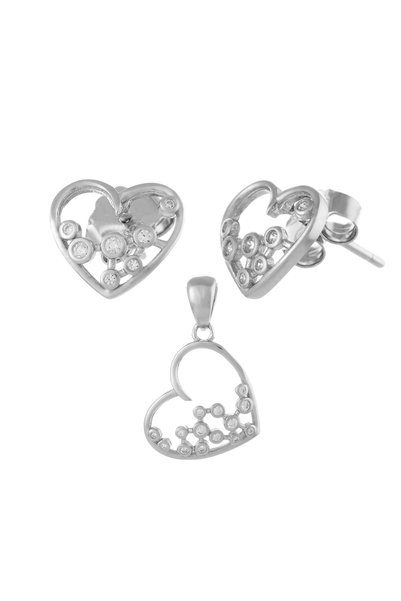 Sonis Silver Set din argint 925 rodiat (cercei + pandantiv) cu cubic zirconia...