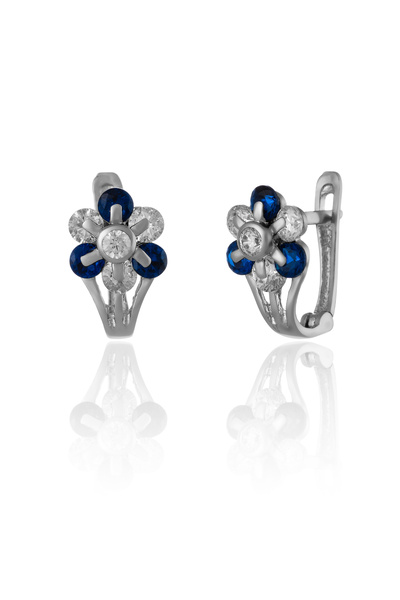 Sonis Silver Cercei din aur alb 585 / 14K cu zirconia fațetată, albastru și t...