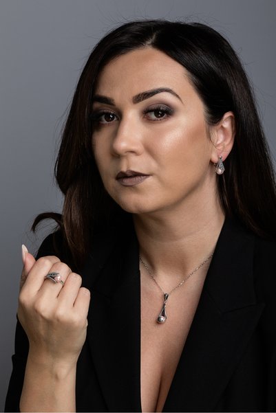 Sonis Silver Set din argint 925 (cercei + pandantiv + inel) cu perlă de labor...