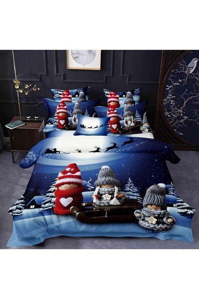 East Comfort Коледен спален комплект, памучен с фини нишки, 6 части, включващ...