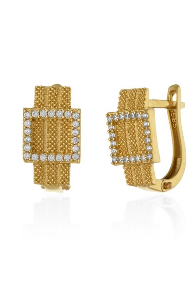 Sonis Silver Cercei din aur 585 / 14K cu cubic zirconia, transparentă