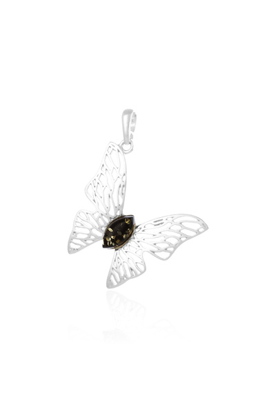 Sonis Silver Pandantiv din argint 925 cu chihlimbar , verde - 3.2 cm, 2.97 g