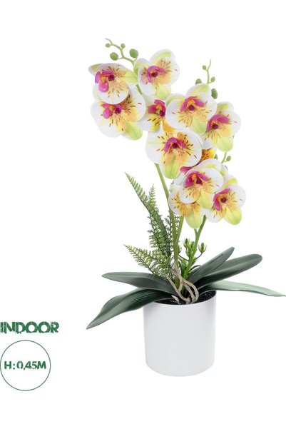 GloboStar® GloboStar Τεχνητό Διακοσμητικό Φυτό Ορχιδέας Φούξια Λευκό - Ορχιδέ...