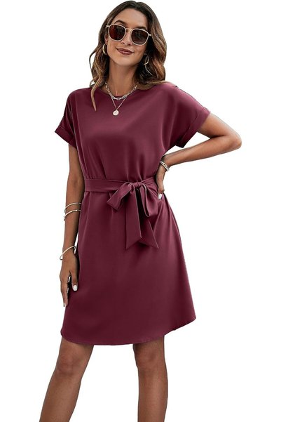 OtherMax Rochie Midi de Damă de Vară cu Croială A-Line, Mânecă Scurtă, Elegan...