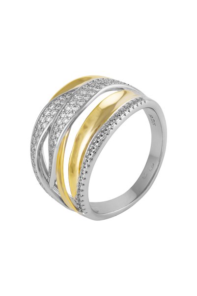 Sonis Silver Inel din argint 925, placat cu aur de 14K cu cubic zirconia, tra...