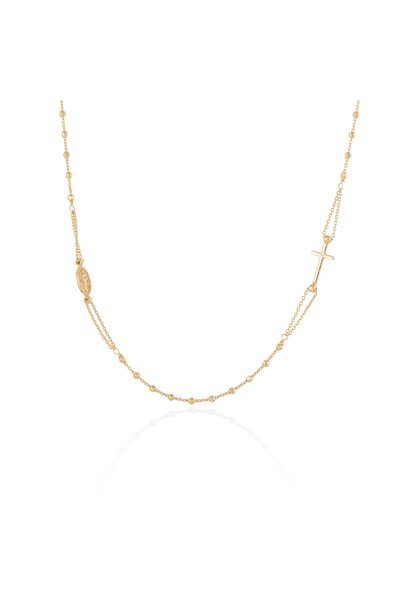 Sonis Silver Lanț tip Rozariu din argint 925, placat cu aur de 14K - 45 cm, 4...