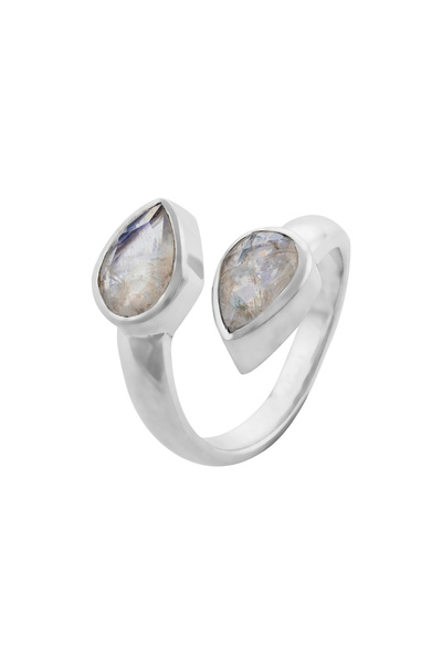 Sonis Silver Inel reglabil, din argint 925 cu piatră lunii, alb