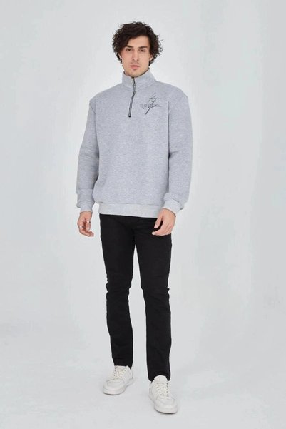 Marche Bien Marchè Bien Men's Half Zipper Printed 3 Thread Cotton Sweatshirt ...