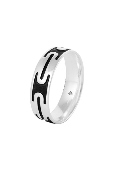 Sonis Silver Inel tip Verighetă din argint 925 rodiat pentru bărbați cu email...